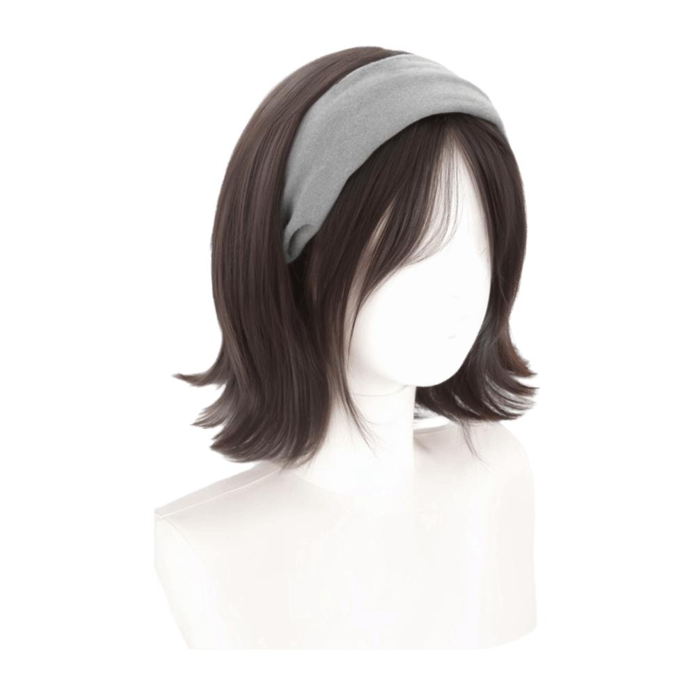 Korean Style Synthetic Wide Knit Headband Wigs Hair Hoop Short Wavy Bob Hair  Party