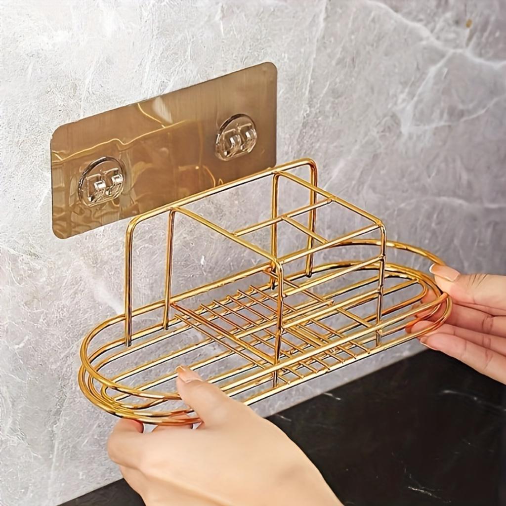 Easy Install Stainless Steel Toothbrush Toothpaste Holder - Wall-Mounted Multi-Functional Bathroom Organizer For And Organ