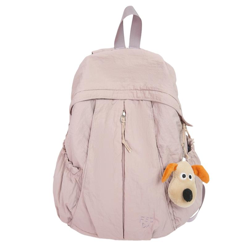 

Solid Color Backpack Large Capacity Student Schoolbag Lightweight Travel Bag фіолетовий