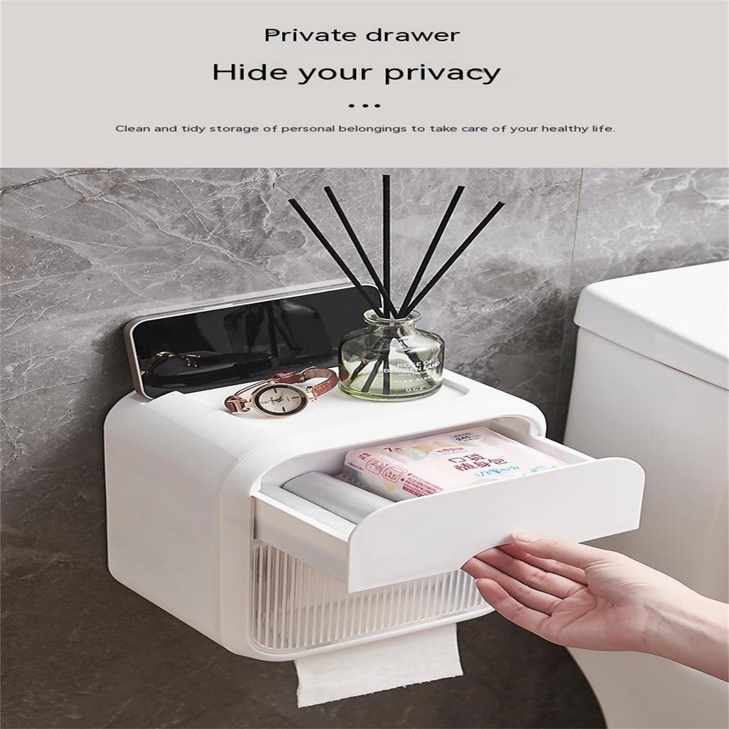 Bathroom Tissue Storage Cases Multi-functional Wall-mounted Light Luxury Wave Pattern Toilet Paper Dispenser Box