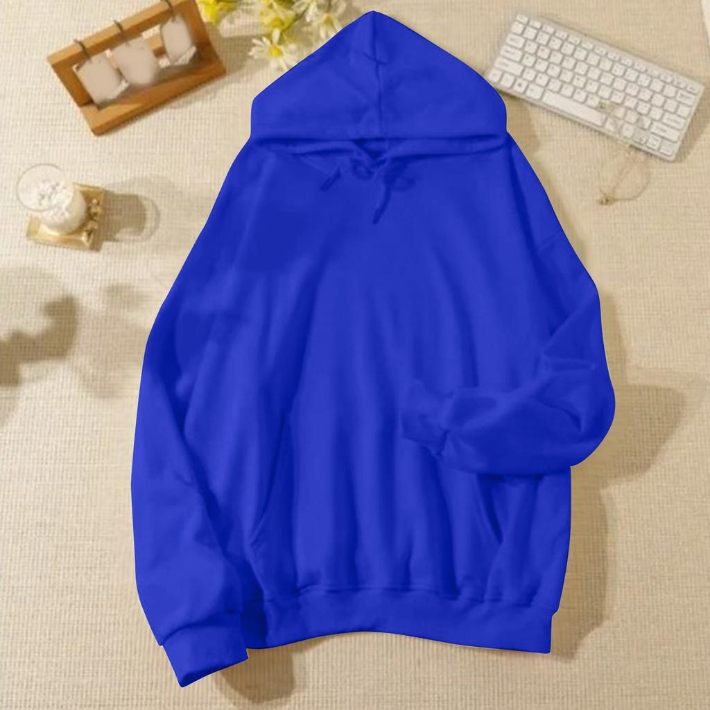 Ladies' Casual And Fashionable Solid Color Long Sleeved Hooded Warm Shirt Loose And Comfortable Hoodie