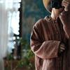 Johnature femei vintage din bumbac parkas calde cu mâneci lungi cu nasturi paltoane de iarnă cu imprimeu buzunare florale parkas pentru femei