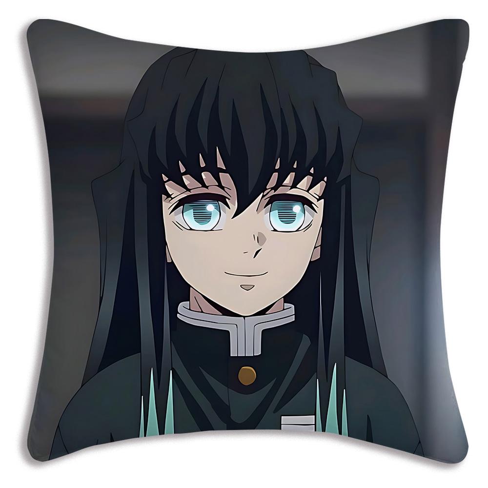 Muichiro Tokito Anime Pillow Covers Cartoon Sofa Decorative Home Doublesided Printing Short Plush Cute Cushion Cover