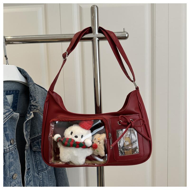 1 Piece Women Korean Transparent Ita Bag Y2K Harajuku Shoulder Bag School Crossbody Bag Female Preppy Handbag Purse