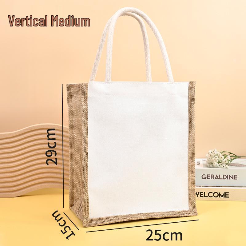 Custom DIY Hand-Painted Jute Burlap Tote Bag by MUJI