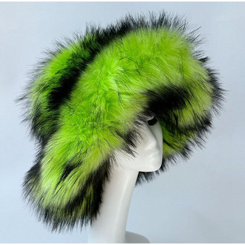 Winter Warm Ear Protection Furry Faux Fox Fur Hat Casual and Fashionable Outdoor Skiing Hats Multiple Colors Available Caps