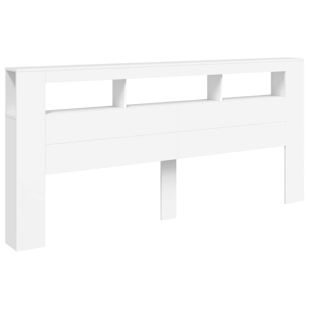 vidaXL LED Headboard White 220x18.5x103.5 Cm Wood-based Material