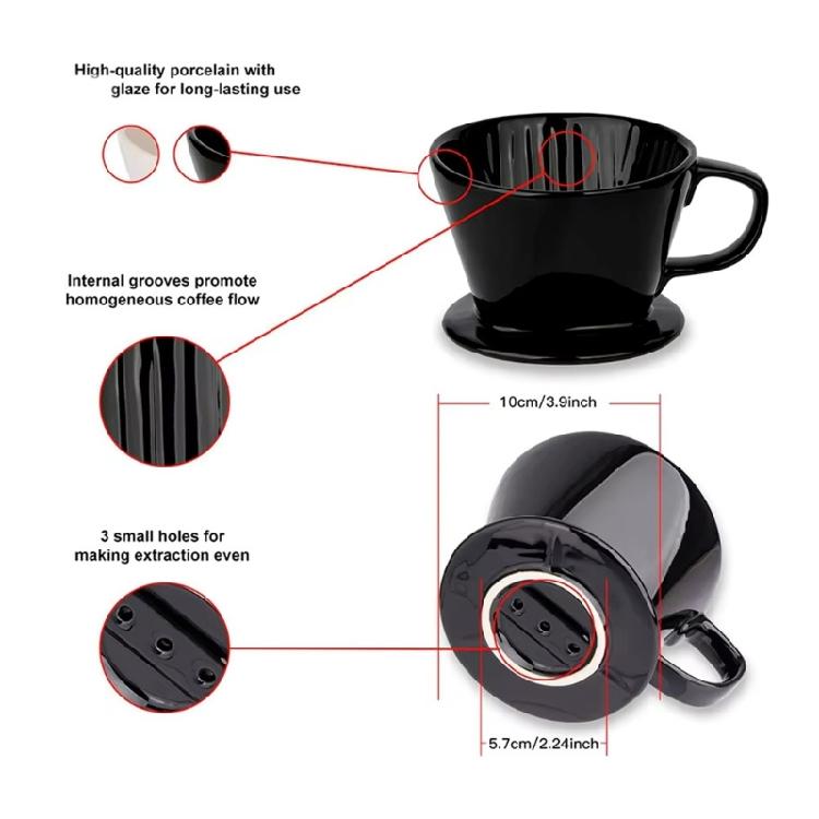 Ceramic Coffee Dripper Pouring Over Filter Funnel Cup Even Extraction Perfect For Coffee Enthusiasts