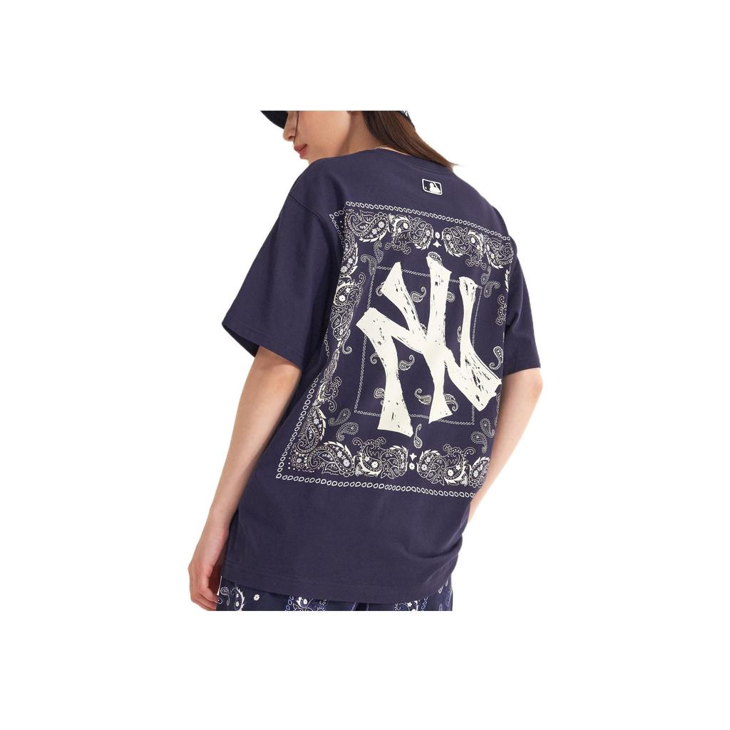 New MLB Cashew Flower T Shirts Unisex Navy Blue 3ATS52023-50NYD