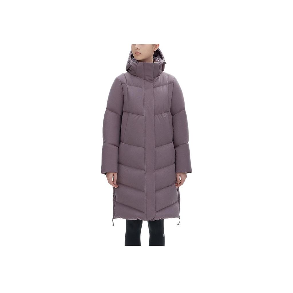 Anta Einfarbig Verdeckter Reißverschluss Kapuze Figurbetont Lang Dick Daunenjacke Damen Oberbekleidung Lila 962247905-3
