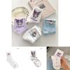 Professional Sports Socks For Girls Breathable Cotton Fabric Cartoon Pattern Suitable For Basketball