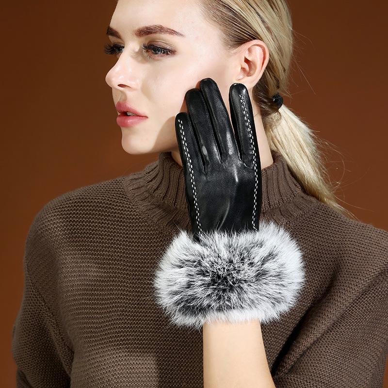 Women’s Winter Touchscreen Sheepskin Gloves - Warm, Windproof, Fur-Lined for Driving, Skiing, Riding