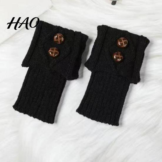 Buttoned Leg Cuffs Women Warmers Knitted Gaiters with Buttons Warm Boot Cuff Sock Jacquard Girl Short for Autumn Winter Daily Outings Street