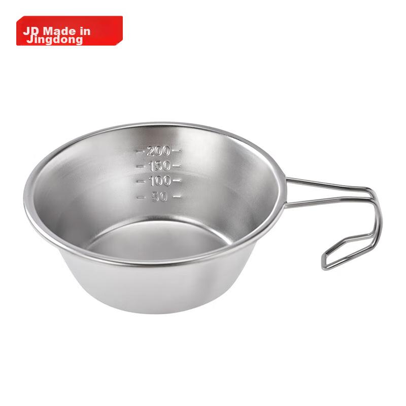 Original Outdoor 304 Stainless Steel Bowl Fruit Bowl with Handle Camping Utensils Hanging Storage Bag Snow Bowl *4