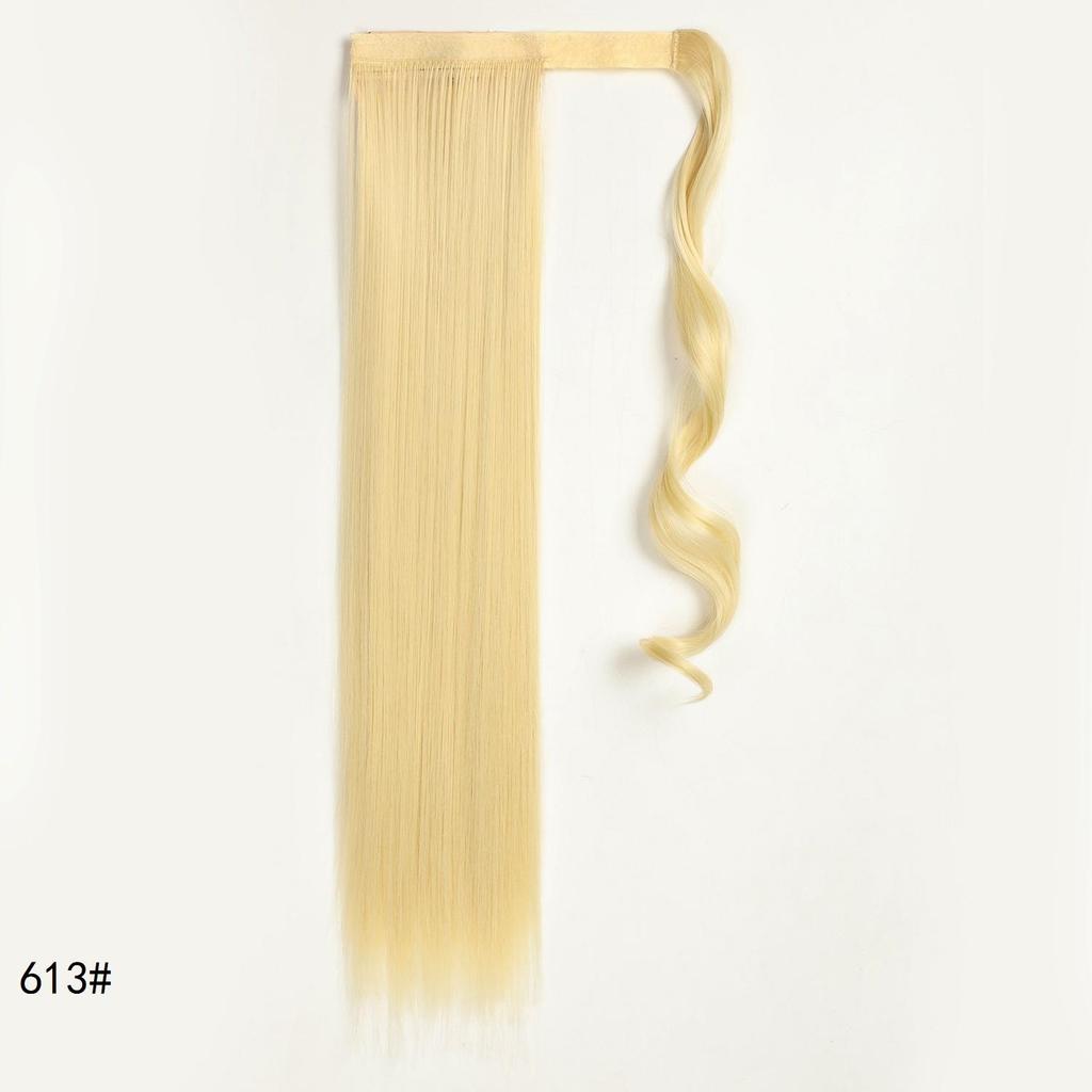 Synthetic Straight Ponytail Hair Extension With Velcro Wrap Design, 60cm Long Sleek Wrap Around Ponytail For Women Girls