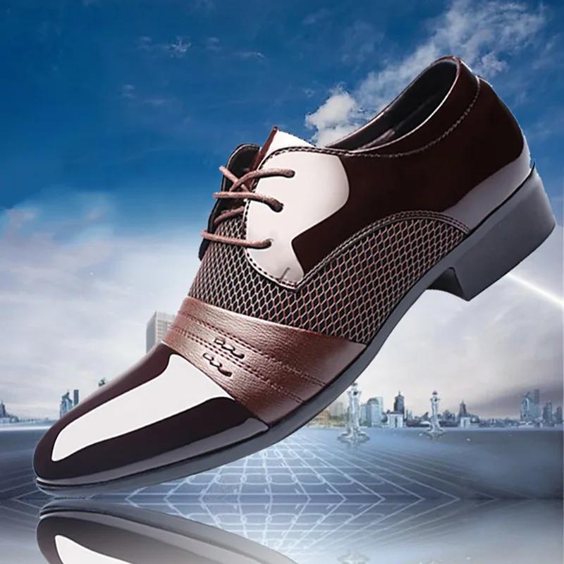 Fashion Fashion New British Men's Leather Shoes Classic Man Loafers Pointed Toe Formal Wedding Shoes Male Dress Shoes Lace Up Moccasins