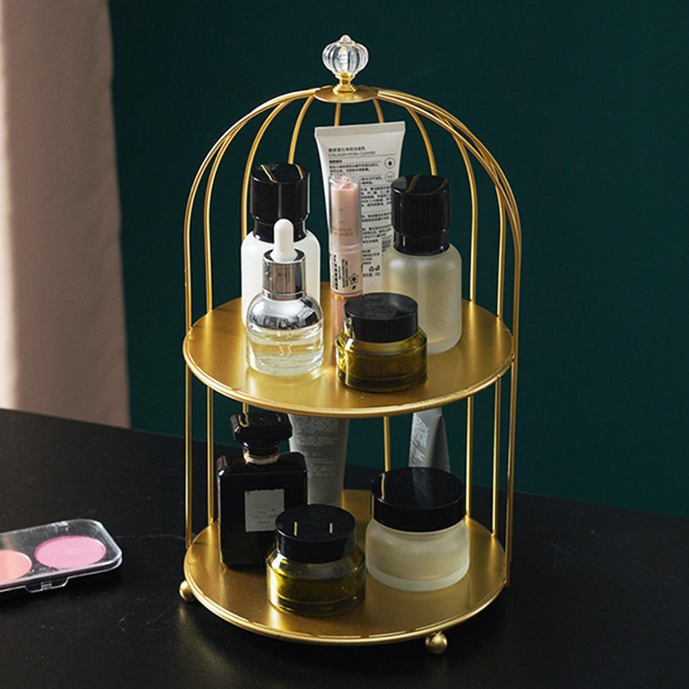Iron Art Nordic Style Bird Cage Rack Lipstick Perfume Cosmetic Skin Care Product Storage Rack Finishing Table Rack 2022 New