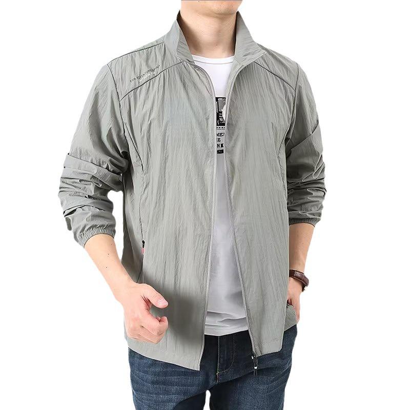 Men's Summer Stand Collar Sun Protection Windbreaker - Breathable, Hoodless, Outdoor Sports Jacket