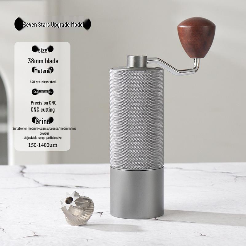 Portable Hand-cranked Coffee Grinder with 304 Stainless Steel and Wood Grain Finish