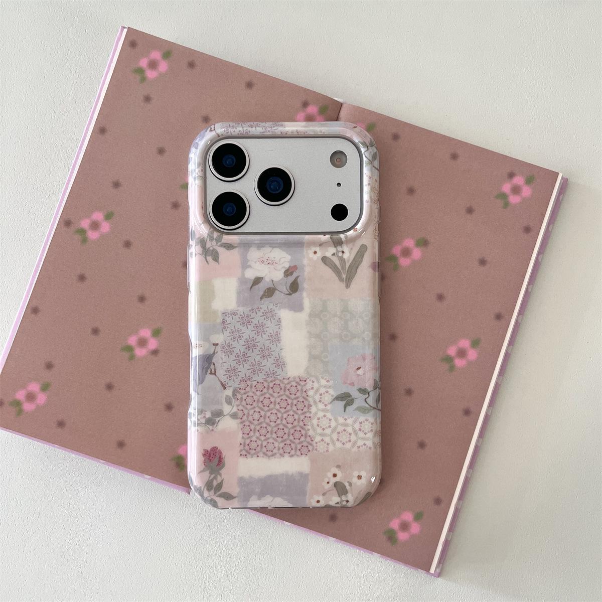 

Double-Layer Floral Color Block Anti-Drop Case for iPhone 14/13 & Apple 17/16/15 Pro Max iPhone 17