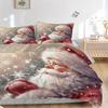 3pc Christmas Snowflake Santa Claus Bedding Set-Festive Decor for Bedroom,Guest Room,Living Room 1258a