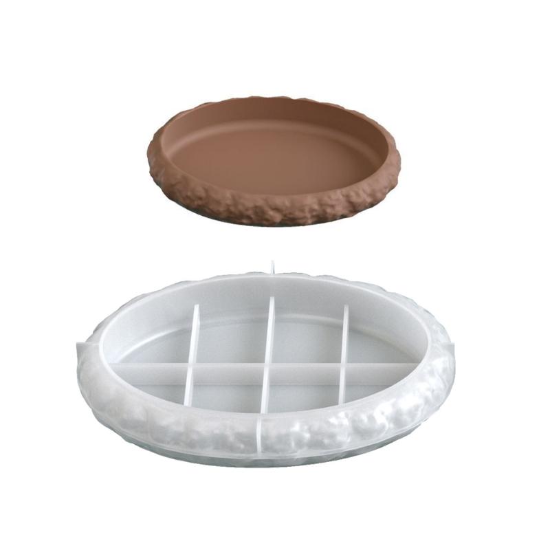 Oval Shape Rock Texture Mirror Surfaces Silicone Mold For Tray Dish Crafting Making Resin Jewelry Organiser Mould