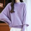 Women's Fashionable 100% Pure Wool Cashmere One-Shoulder Sweater with Batwing Sleeves - Autumn & Winter Style