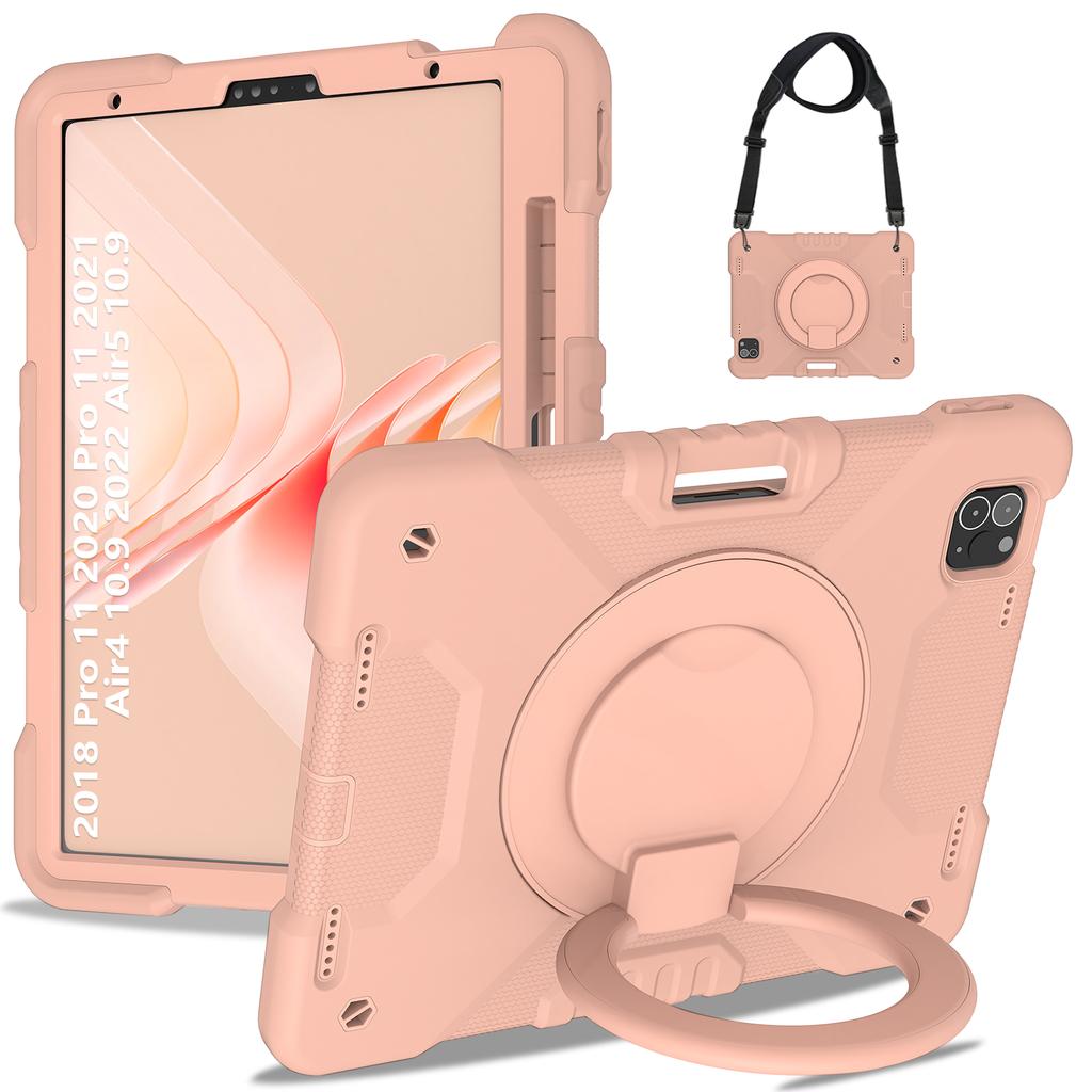 Rotatable Stand Armor Case Universal for iPad Air 4 5 10.9 Pro11 2018-2022 Hybrid Cover With Portable Handle Grip Shoulder Strap