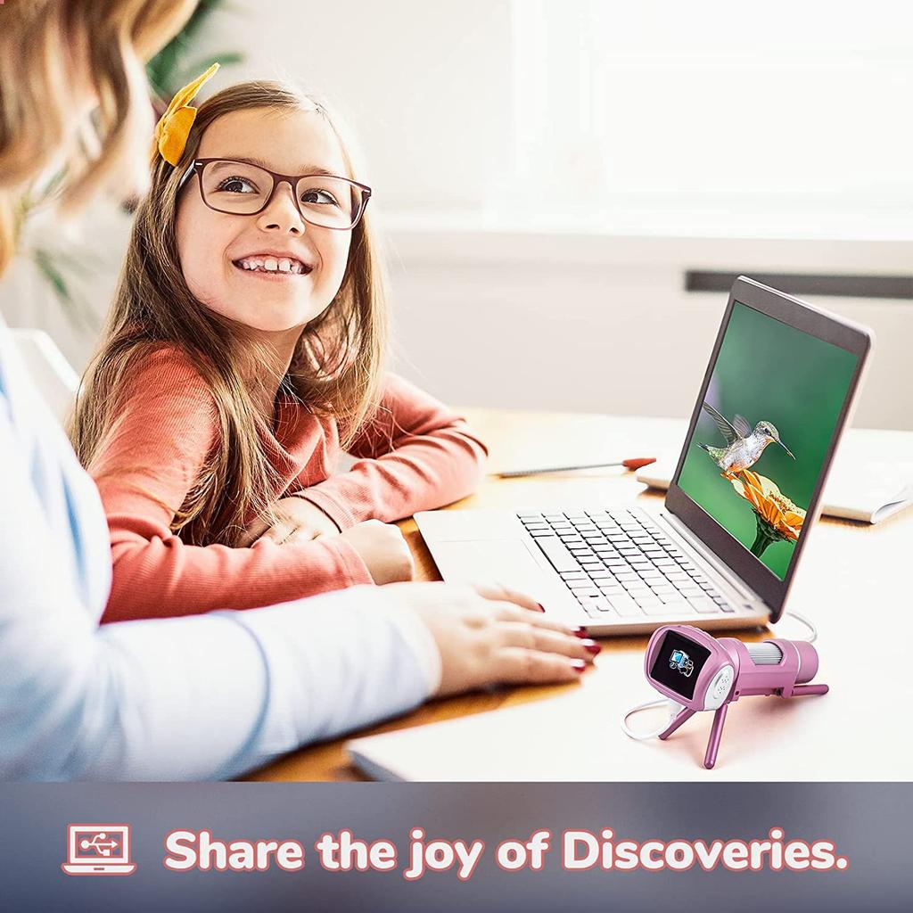 Children's Digital Microscope Camera 3-In-1 Children's Puzzle Toy 2-Inch Large Screen