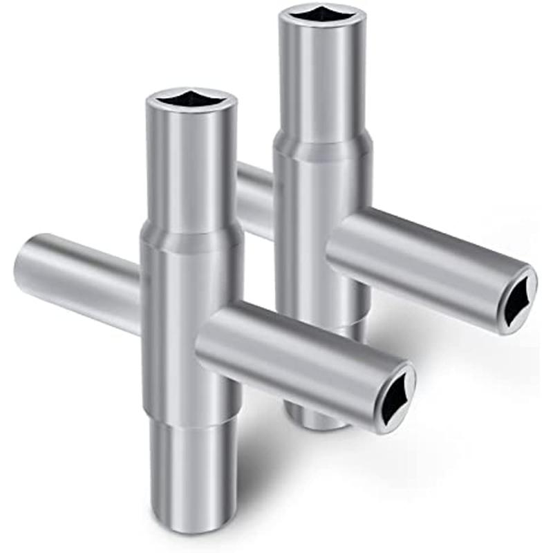 4 Way Sillcock Key Heavy Duty Water Key Steel Water Utility Key for Valve Faucet Spigots and Hose Bib, 2 Packs