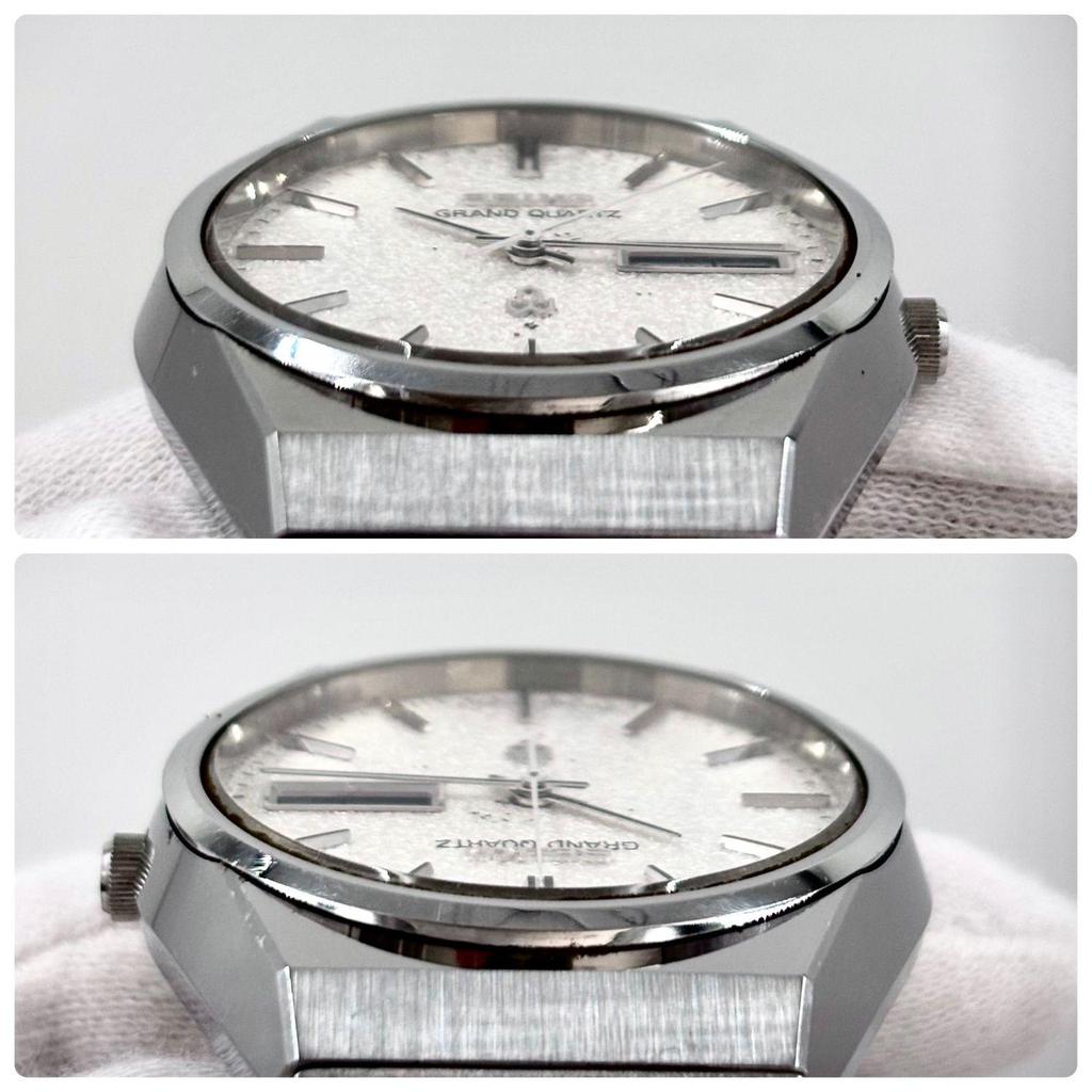 Used [Operation/Genuine Bracelet] SEIKO/SEIKO GRAND QUARTZ/Grand Quartz Day Date Snow Dial/Diamond Dust Made by Suwa Seikosha Manufactured in June