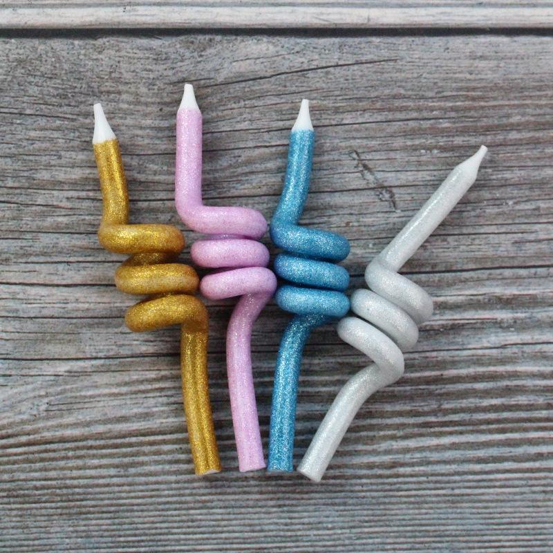 New 4-pack Spiral Sparkling Candles, Creative Like-style Party Decoration Candles