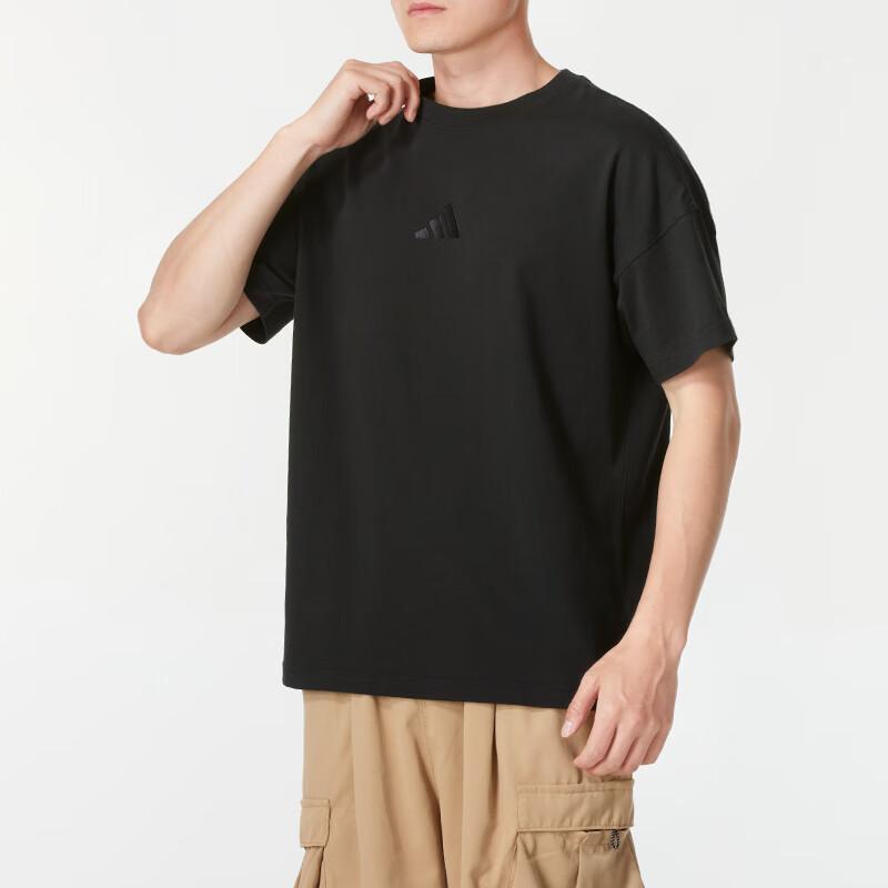 Adidas Comfortable Breathable Logo Pullover Casual Short-Sleeve T-Shirt Men Tops Black IX1262