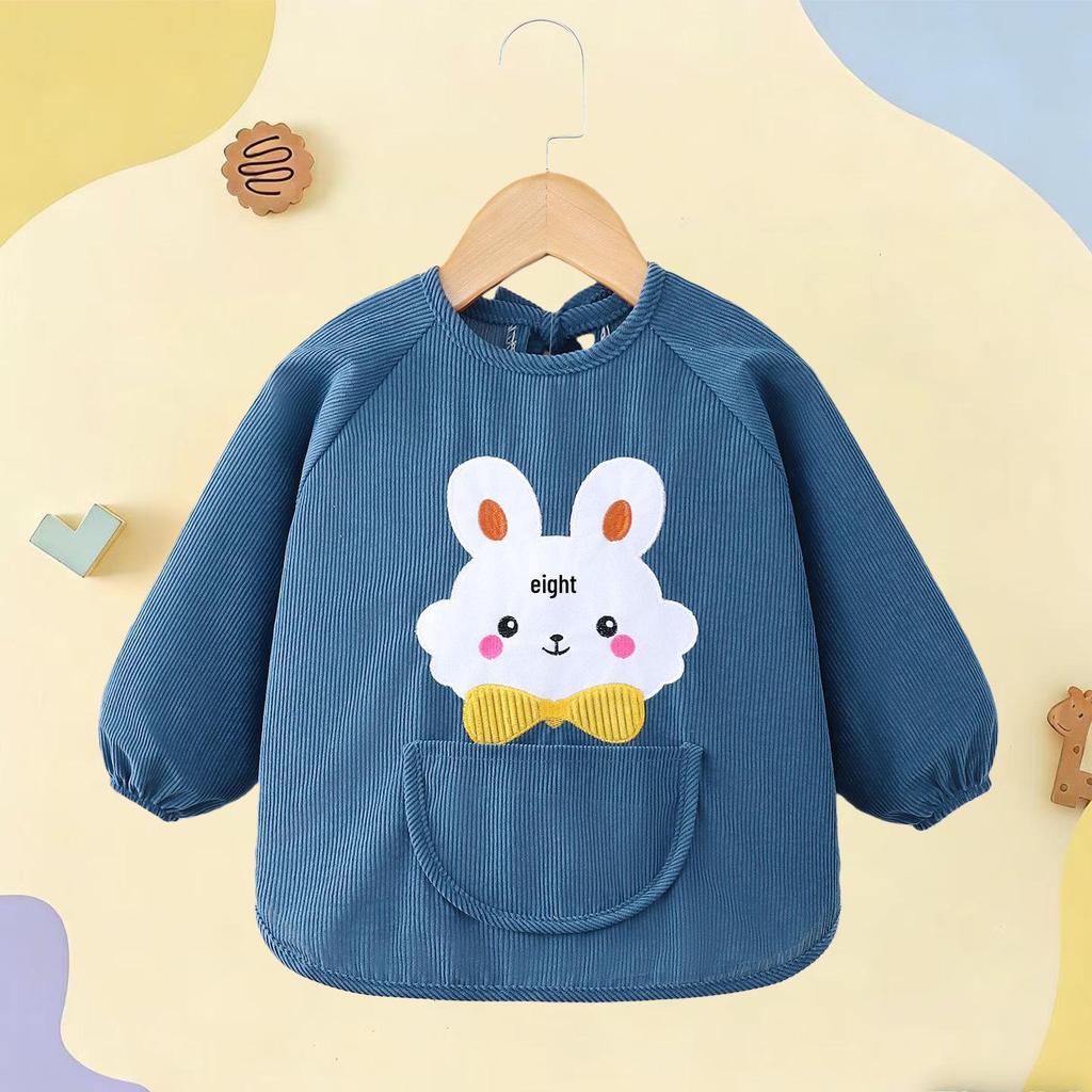 Waterproof Corduroy Baby Coveralls: Stain-Proof Unisex Autumn/Winter Eating Apron & Bib