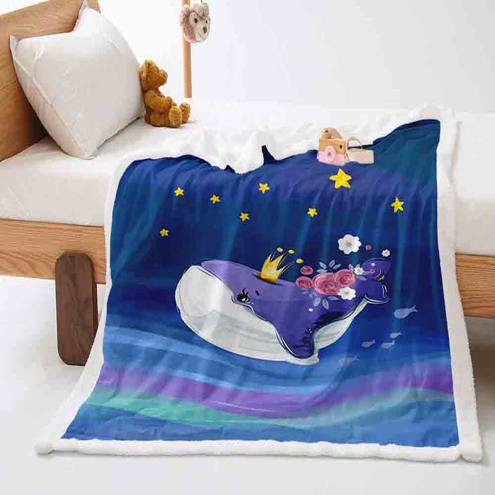 Ocean Whale 2D Digital Printing Thickened Lamb Fleece Crystal Fleece Blanket Cover Blanket Siesta Siesta Blanket