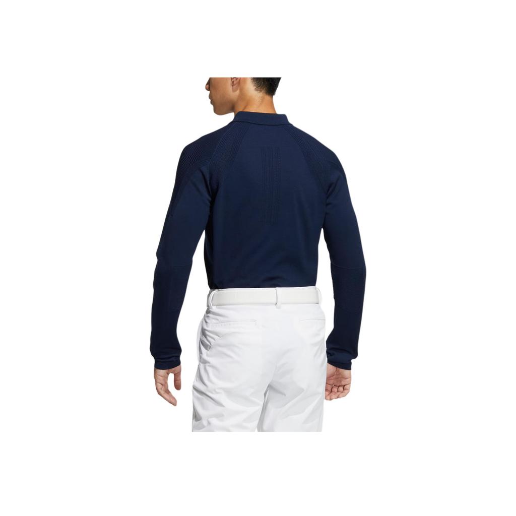 Adidas Knit Long Sleeve Polo With Raglan Sleeves And Three-Button Placket Men Tops Blue HG1657