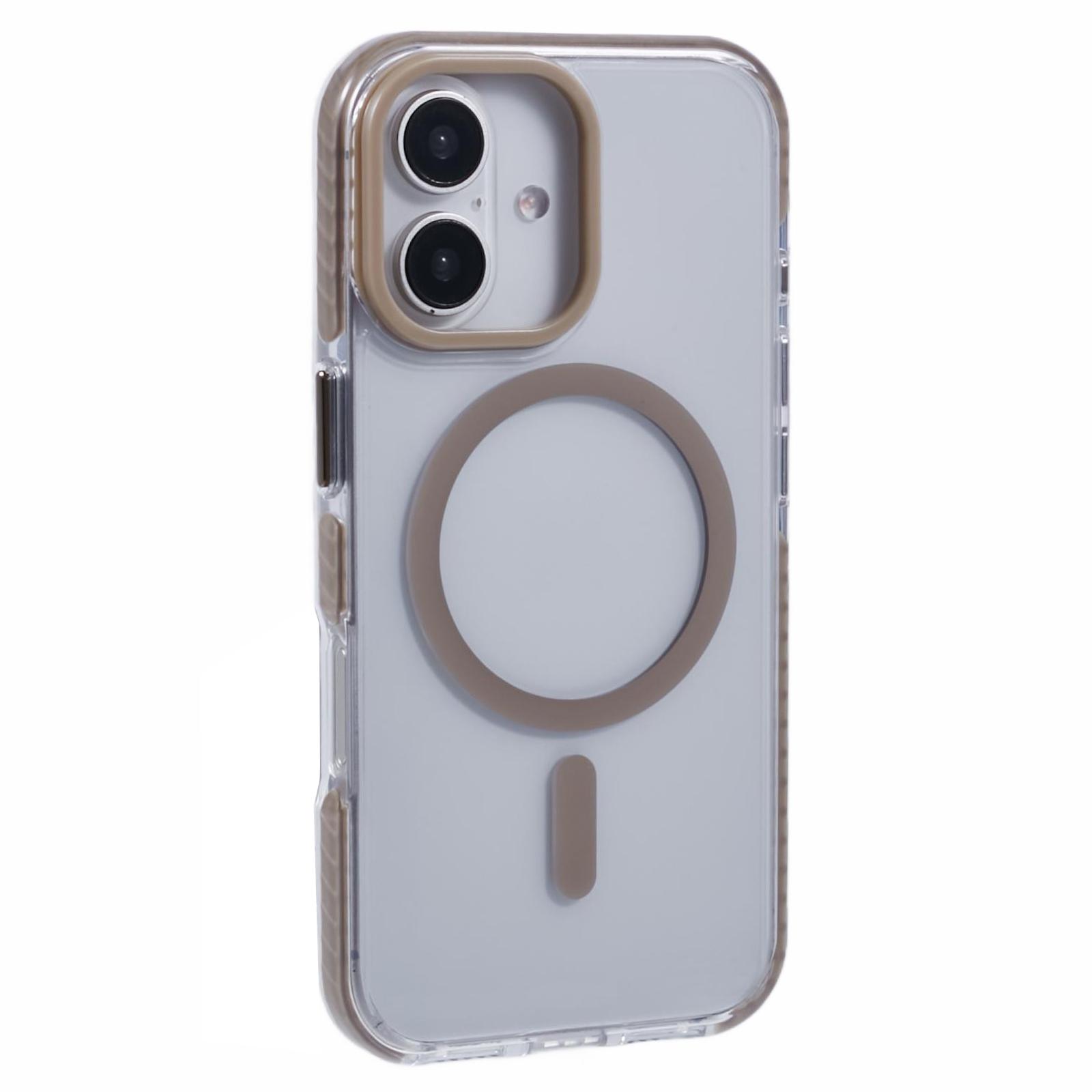 

For iPhone 16 Plus Clear Case Compatible with MagSafe TPU+PC Back Cover Brown