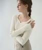 Deuloupisumeon Heart Neck Ribbed Slim Knit Top [Brown]