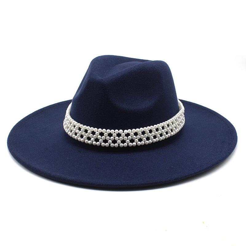 Hepburn Woolen Jazz Top Hat For Men And Women Casual 9.5Cm Big Edge Jazz Hat Felt Hat