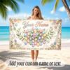 Floral Garden Theme Soft Beach Towel Personalized Custom Name Text Towel Portable for Beach Pool Travel