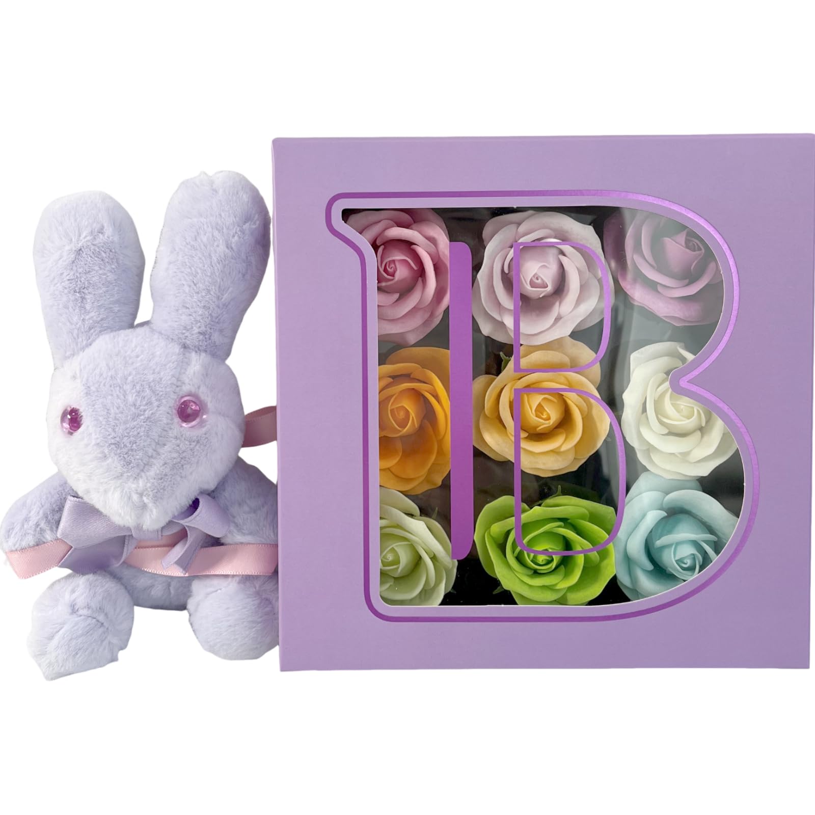 Soap Flower Bath Bomb Bath Fragrance Bath Petals Bloom BOX Fresh Rabbit Purple Gift Set Present Box Plush Toy Christmas 838040 Q-FLA