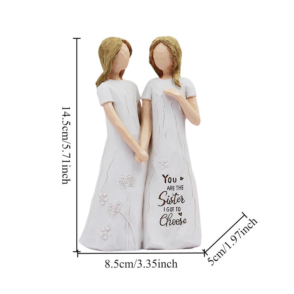 Hand In Hand Girl Figure Good Sister Theme Best Friends Statue Sculpture Ornaments Home Decor Anniversary Wedding Keepsake Gift