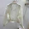 Female Summer Chinese Unique Embroidery Sunscreen Jacket Literary Temperament Solid Color Round Neck Baseball Jacket