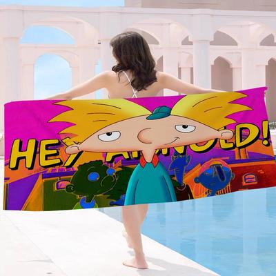 Cartoon Hey A-Arnold Cool Beach Towel Colorful Bath Towels for Girl Microfiber Quick Dry Custom Sand Free Beach Spa Gym Pool
