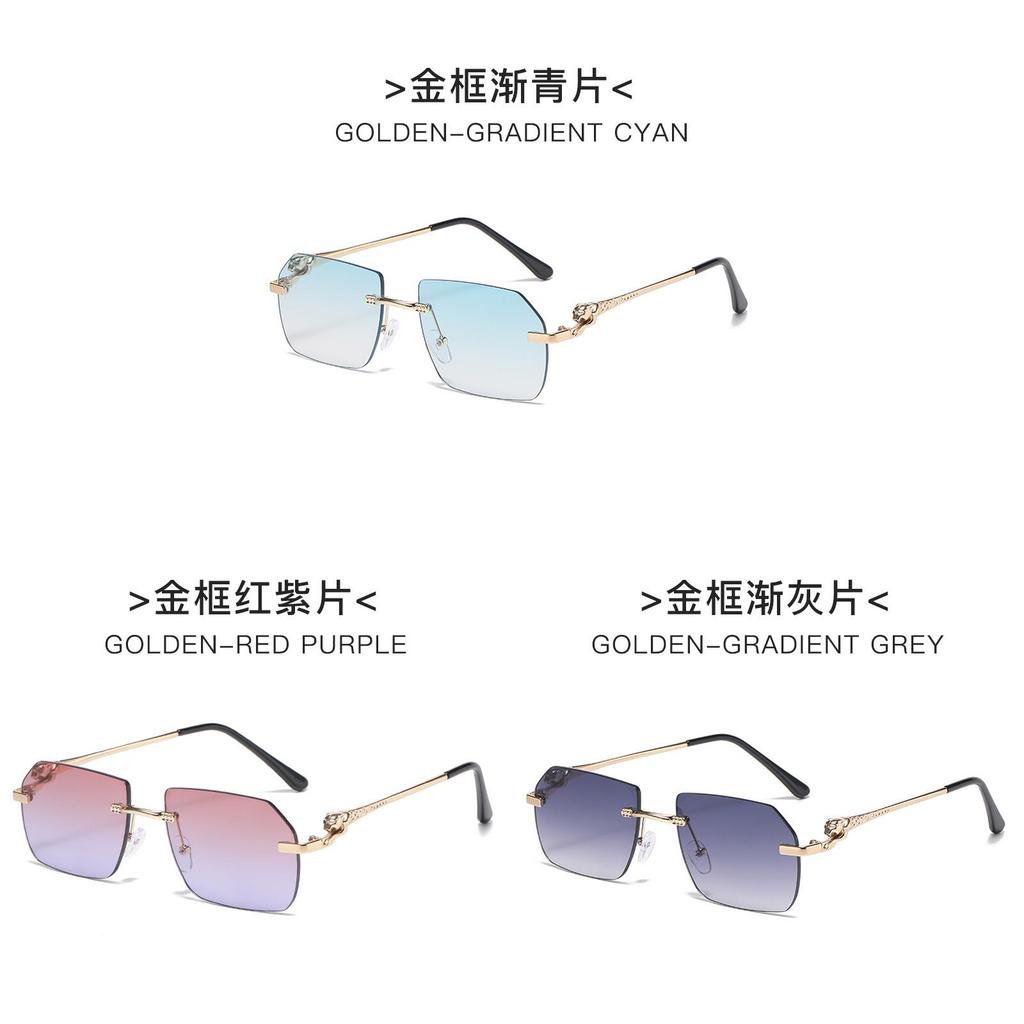 Leopard Pattern Womens Frameless Sunglasses With Pc Lenses For Trendy Street Style