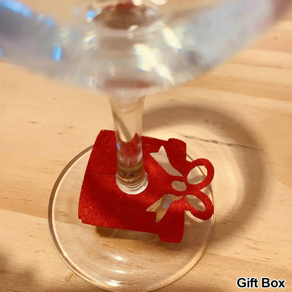 10pcs Felt Wine Cup Glass Ring Card Christmas Home Decoration Table Xmas New Year Eve Party Decoration Supplies Navidad Noel