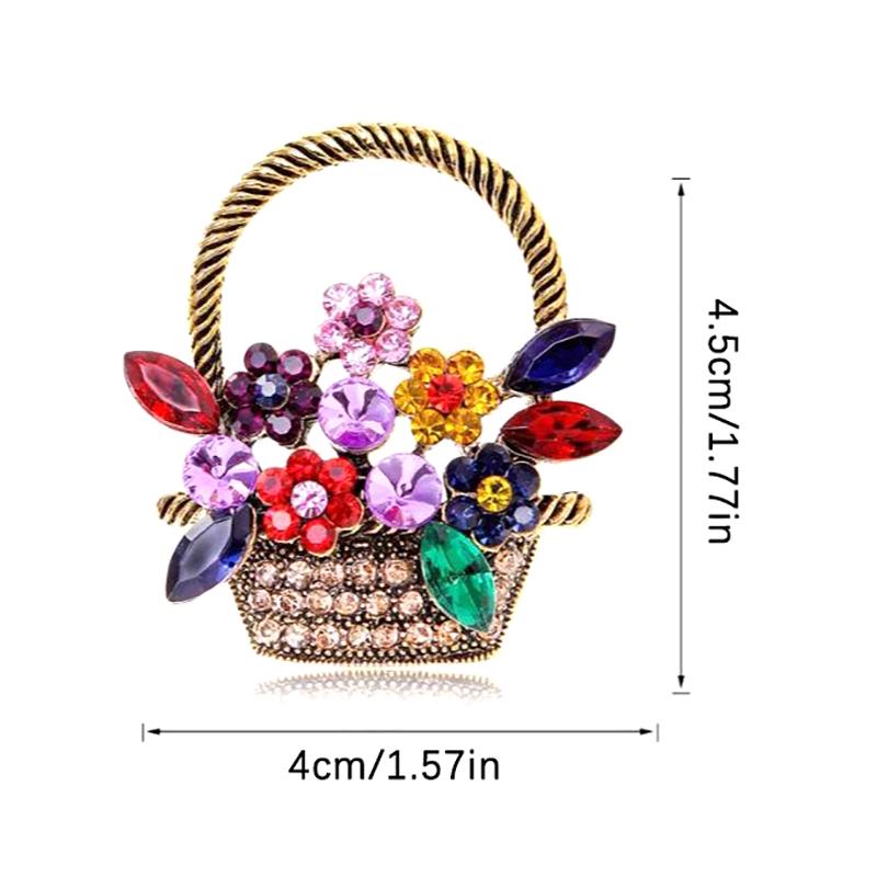 Trendy Colorful Flower Basket Enamel Brooches For Women Girls Luxury Temperament  Badges Clothing Accessories Gifts