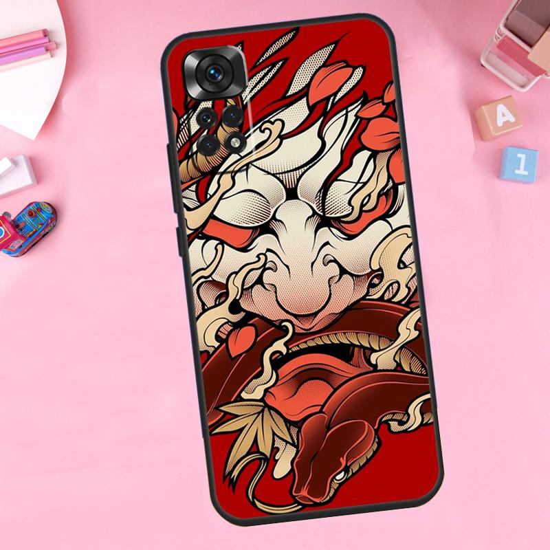 Japanese Hannya Oni Mask For Xiaomi Redmi Note 14 13 10 11 12 15 Pro Plus Phone Case For Redmi 15C 13C 12C 10C 14C 15