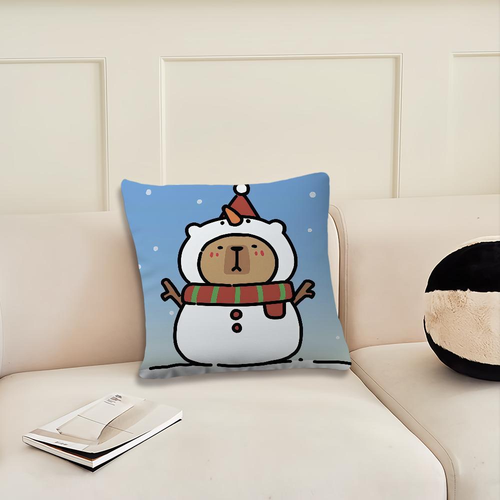 Christmas Capibala Cute Cartoon cushion cover Pillow Cover Decoration Room Home Sofa living Office Car Nordic Simplicity
