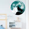 Kreativní měsíční samolepka na zeď svítící ve tmě Halloweenská dekorace Fluorescenční zářící vlk Samolepicí nástěnná nálepka
